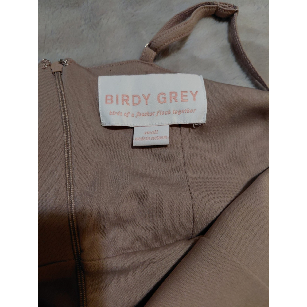 BIRDY GREY Ash Crepe Long Maxi Formal Dress Taupe With Slit Size Small NWOT - Picture 12 of 13